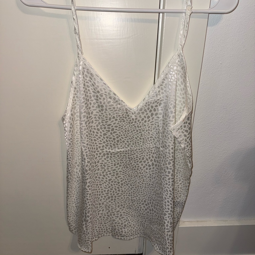 SHEIN White and Gray Leopard Print Tank Top